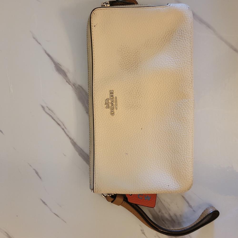 Coach White Leather Wristlet